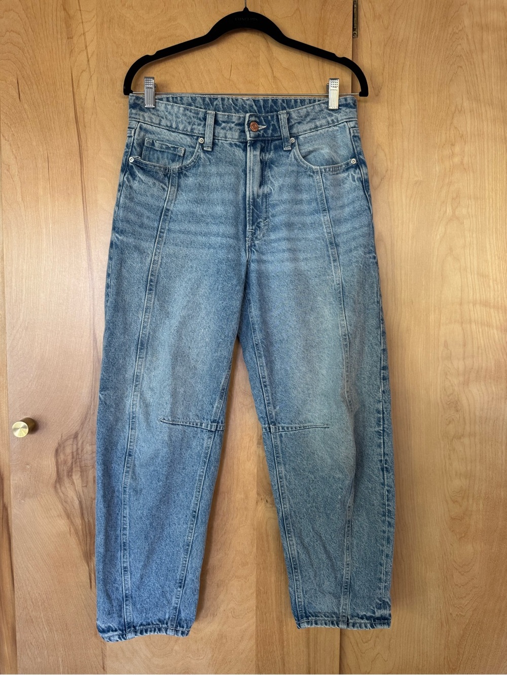H&M light blue loose fit barrel leg Jean size 2